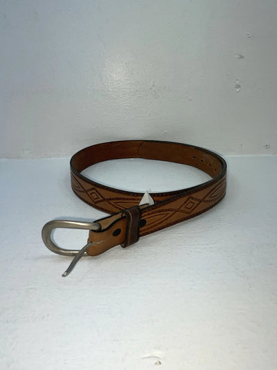 New Brown Genuine Leather Wrangler Tooled 34” Belt #5080/17 Z-39