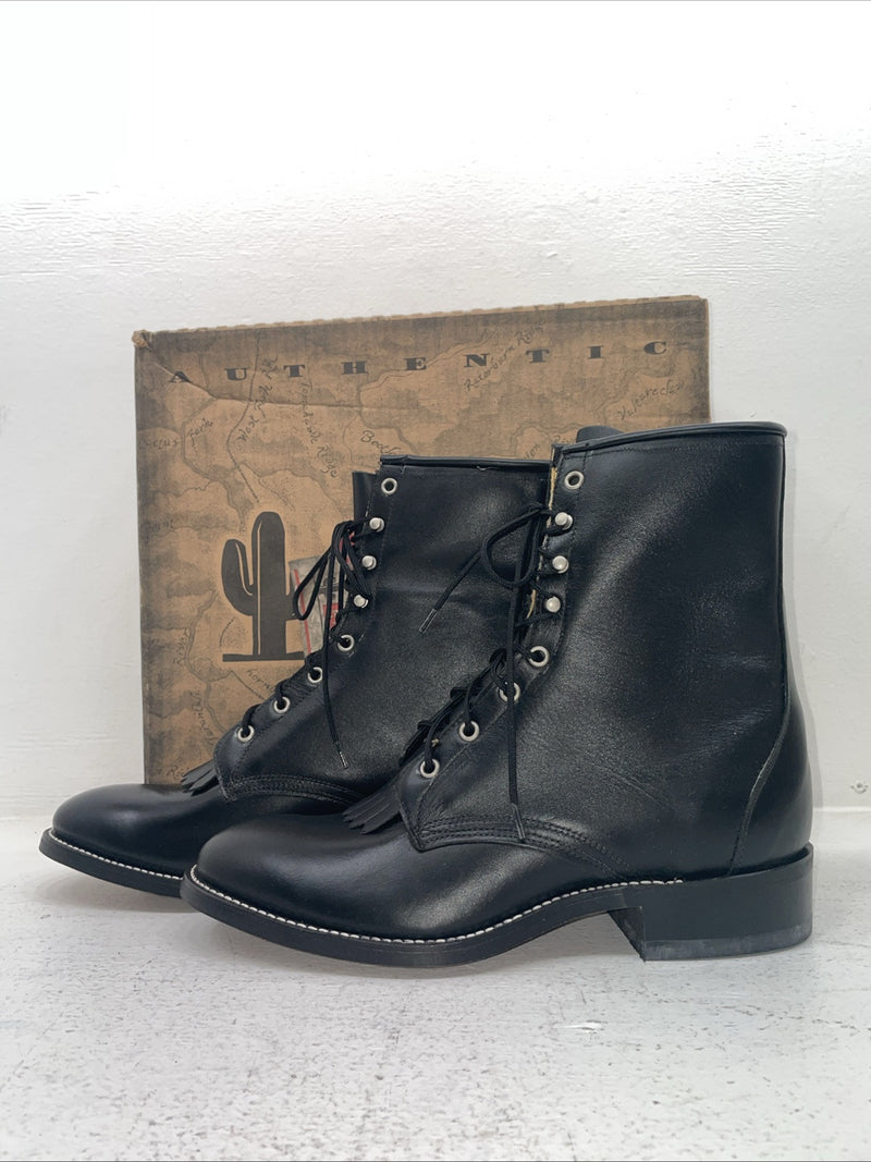 New Men’s Black Lace Up Laredo Cowboy Boots. 1220 9.5 9 1/2 D. 6-95