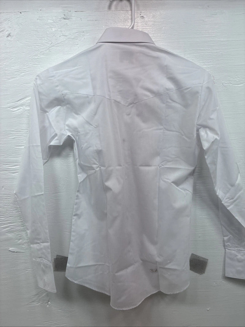 New Kids ELY Classic White Long Sleeve Pearl Snap Size 14 CC-118