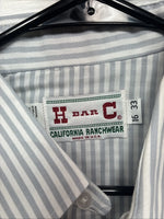 New Men’s H Bar C Blue White Stripe Long Sleeve Pearl Snap 16 X 33 Large R-29