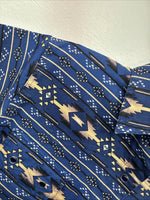 New Women’s Cumberland Blue Crop Top Short Sleeve Pearl Snap Medium LL-52