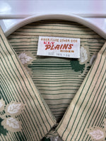 New Men’s ELY Plains Green Tan Floral Long Sleeve Pearl Snap 16.5 Large V-56