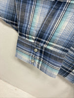 New Women’s Cumberland Blue Plaid Long Sleeve Pearl Snap 3XL GG-48
