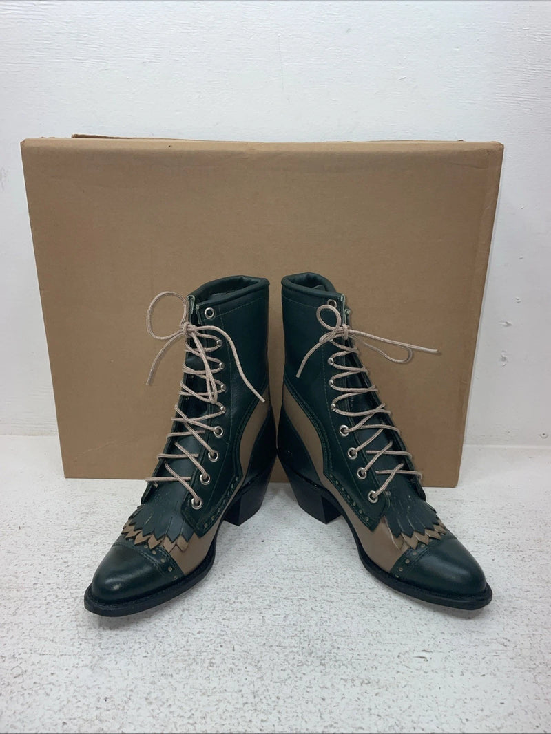 New Youth Green Lace Up Capezio Cowboy Boots. L 455 5 M. 2-169