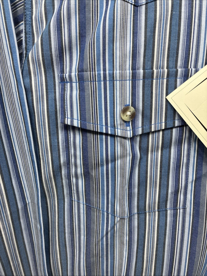 New Kids ELY Classic Blue Stripe Long Sleeve Button Up Large CC-85