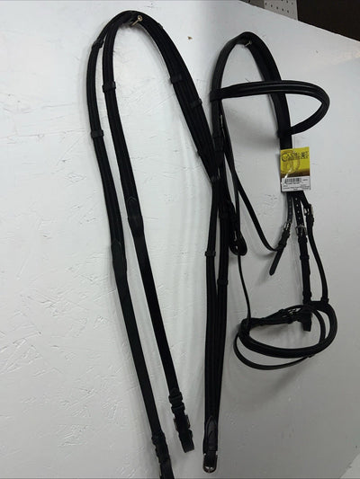 New Camelot Black Leather Oversize Dressage Bridle #160507 BB-44