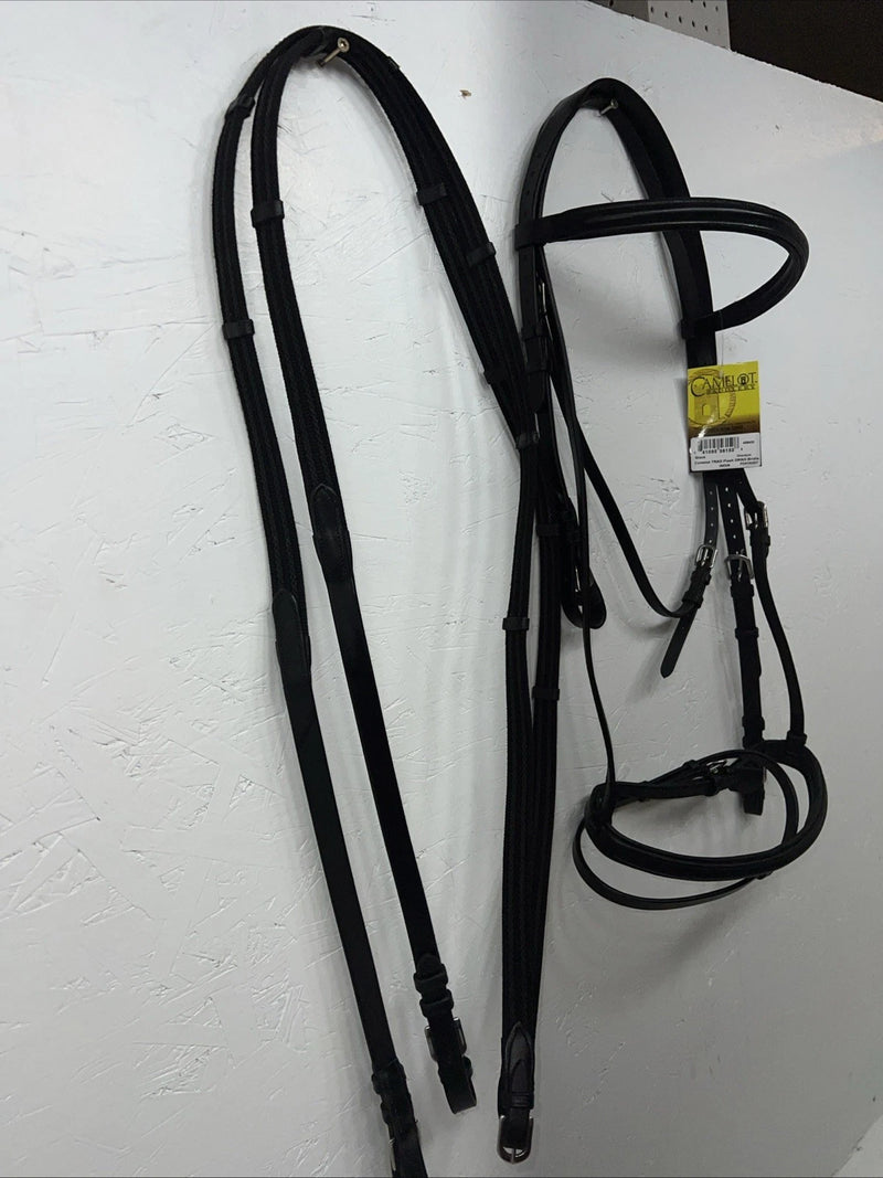 New Camelot Black Leather Oversize Dressage Bridle #160507 BB-44