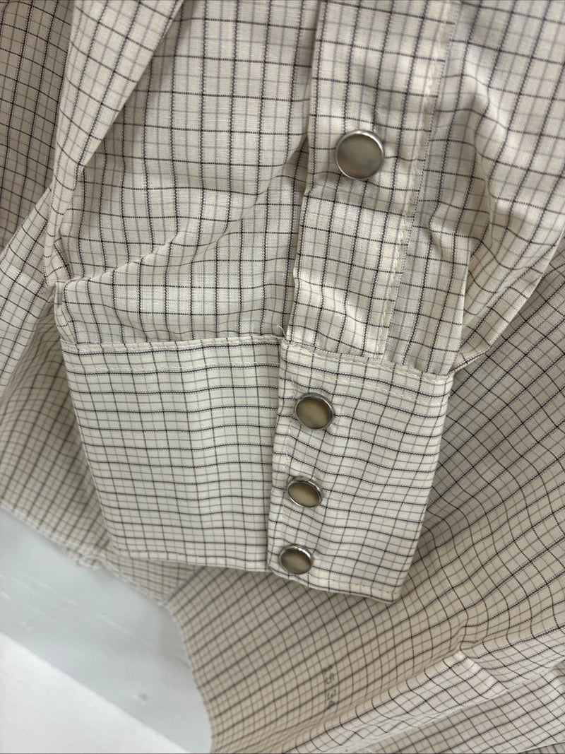 New Men’s Circle S Tan Plaid Long Sleeve Pearl Snap 15 X 34 Medium K-80