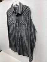 New Men’s Moonshine Spirit Gray Stripe Long Sleeve Pearl Snap Medium K-71