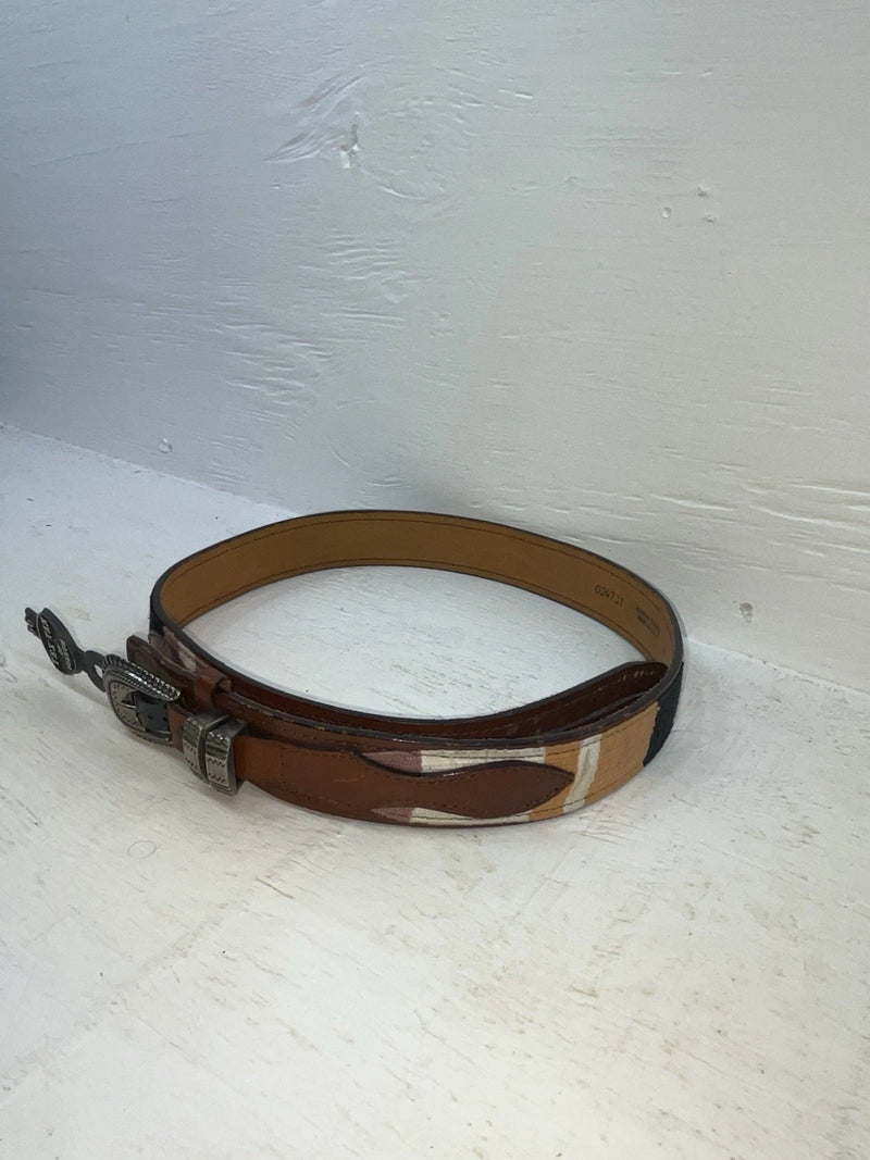 New Brown Genuine Leather Tex Tan Colored Stripe 36” Belt #024731 Z-113