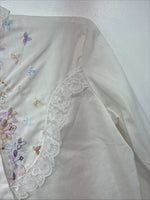 New Women’s American Rodeo White Embroidered Long Sleeve Pearl Snap 14 YY-133
