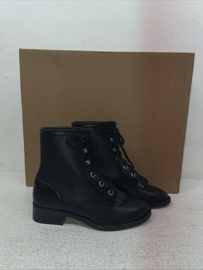 New Kids Black Lace Up American West Cowboy Boots. 2120 12.5 12 1/2 D. 23-21