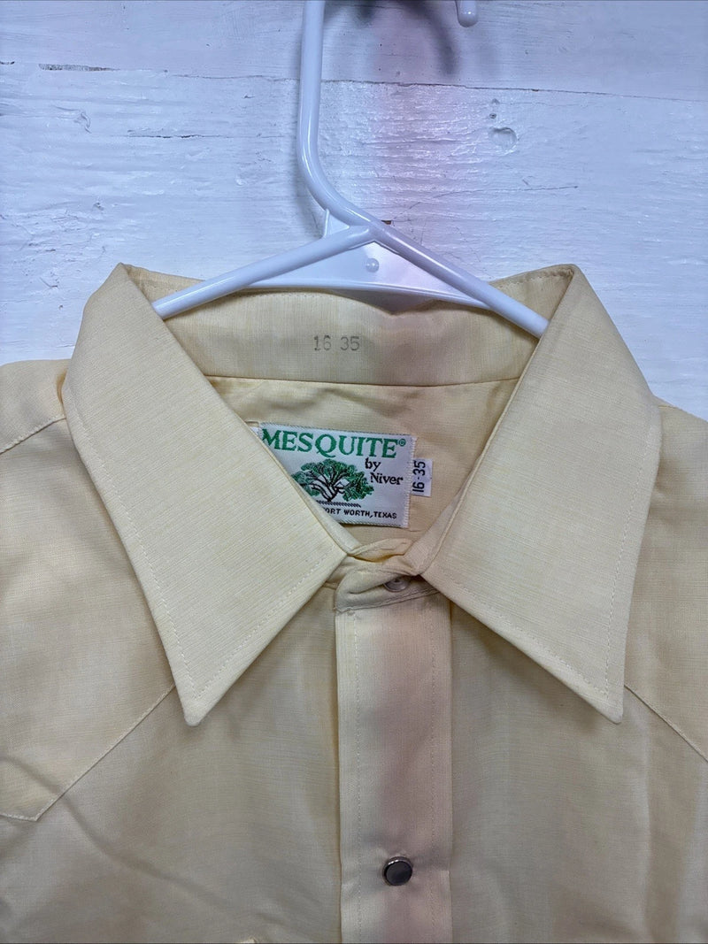 New Men’s Mesquite Yellow Long Sleeve Pearl Snap 16 X 35 Large CC-67
