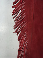 NOS Red Show Chaps With Fringe Adjustable Waist 38” L-34