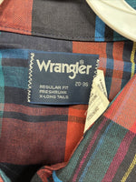 New Men’s Wrangler Red Blue Navy Flannel Long Sleeve Pearl Snap 20 X 36 XL H-60