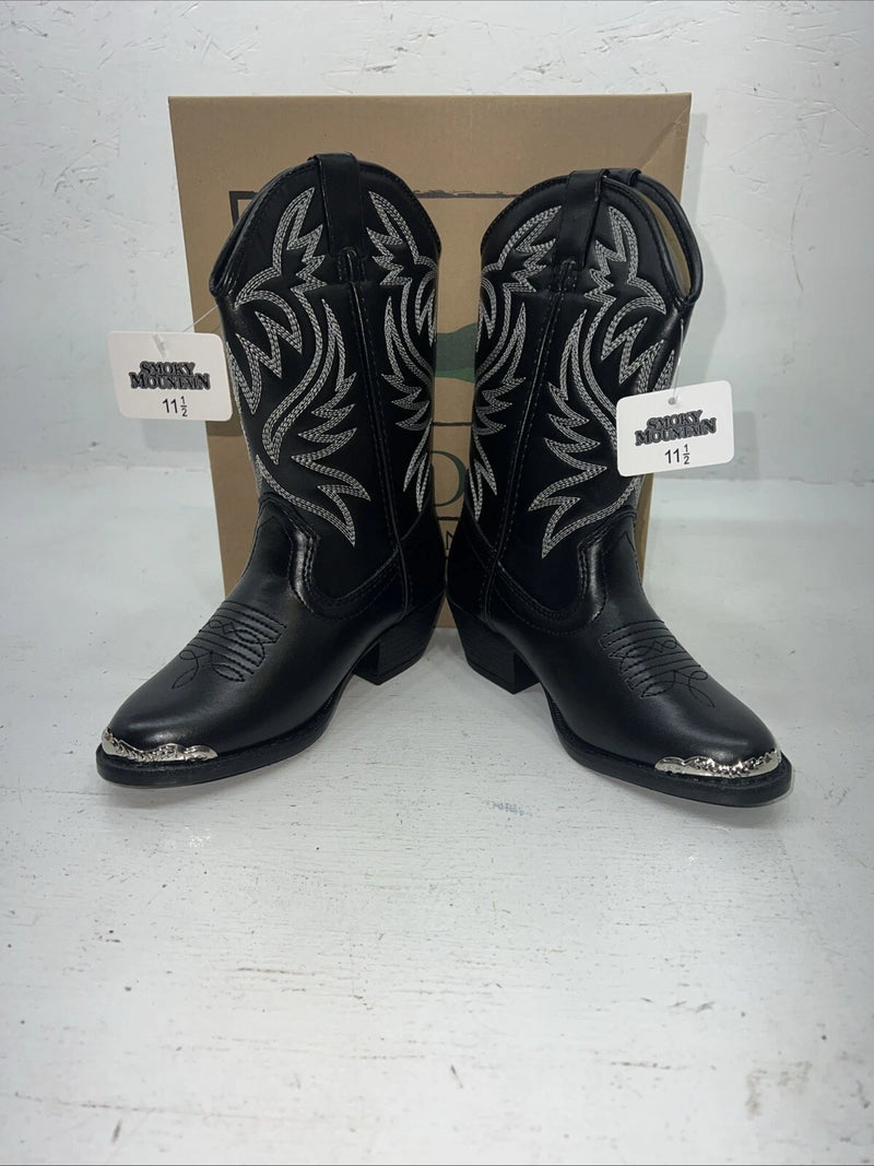 New Children’s Black Smoky Mountain Cowboy Boots. 1032BC 11.5 11 1/2z 24-107