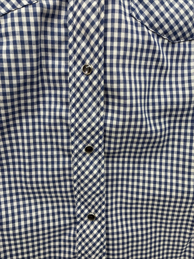 New Women’s Dickson Jenkins Blue Checker Long Sleeve Pearl Snap Size 32 MM-92