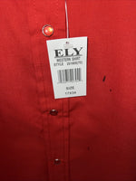 New Men’s Red ELY Cattleman Long Sleeve Pearl Snap Shirt. 17x34 XL S-18