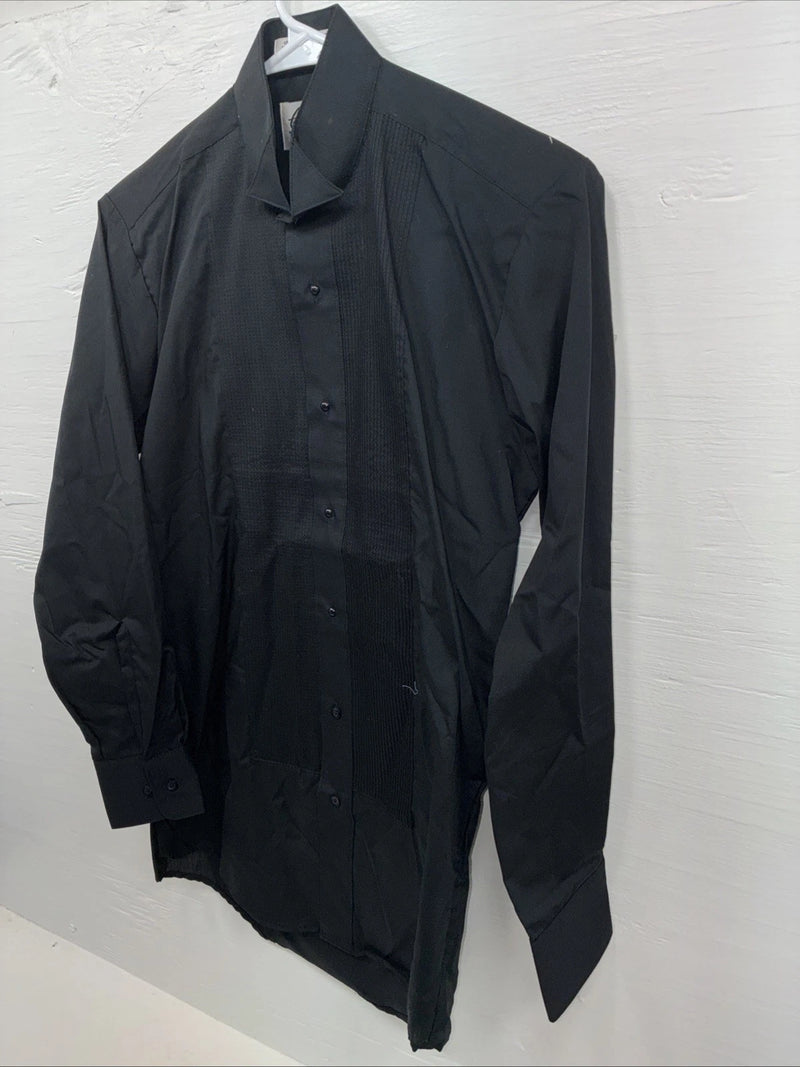 New Classix Black Long Sleeve Button Up English Shirt 13-13.4 XS AA-89