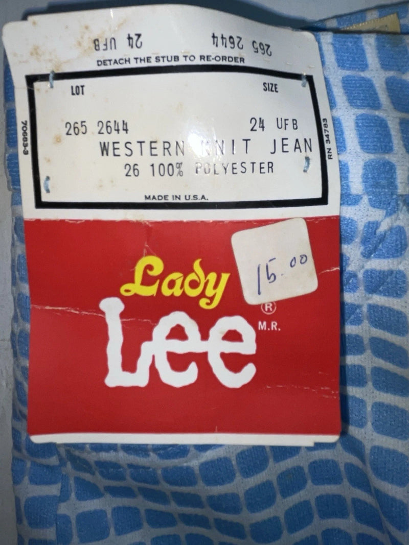 New Vintage Blue Checkered Lee Polyester Pants #2652644 VV-75