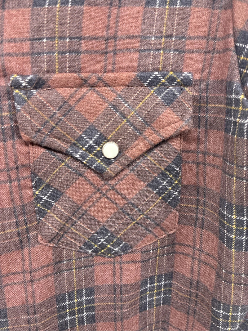 New Kids Panhandle Slim Brown plaid Long Sleeve Pearl Snap Size 12 CC-82