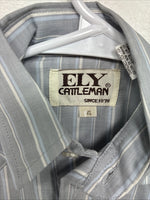 New Kids ELY Cattleman Blue Stripe Long Sleeve Pearl Snap Size 4 YY-62