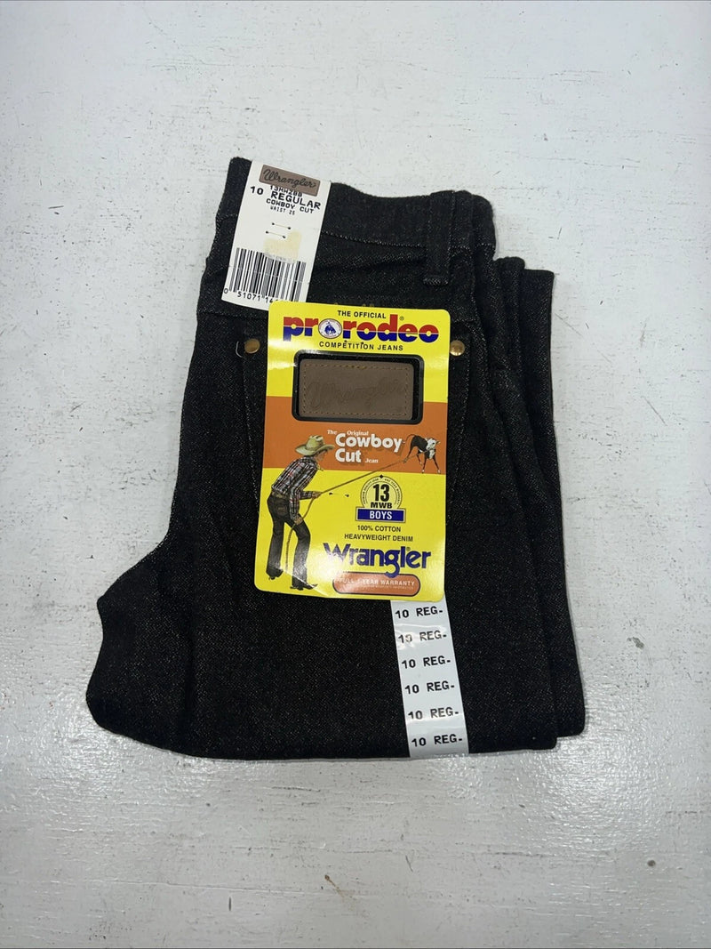 New Boys Black Wrangler Pro Rodeo Cowboy Cut Denim Jeans. 10/25 Regular C-24
