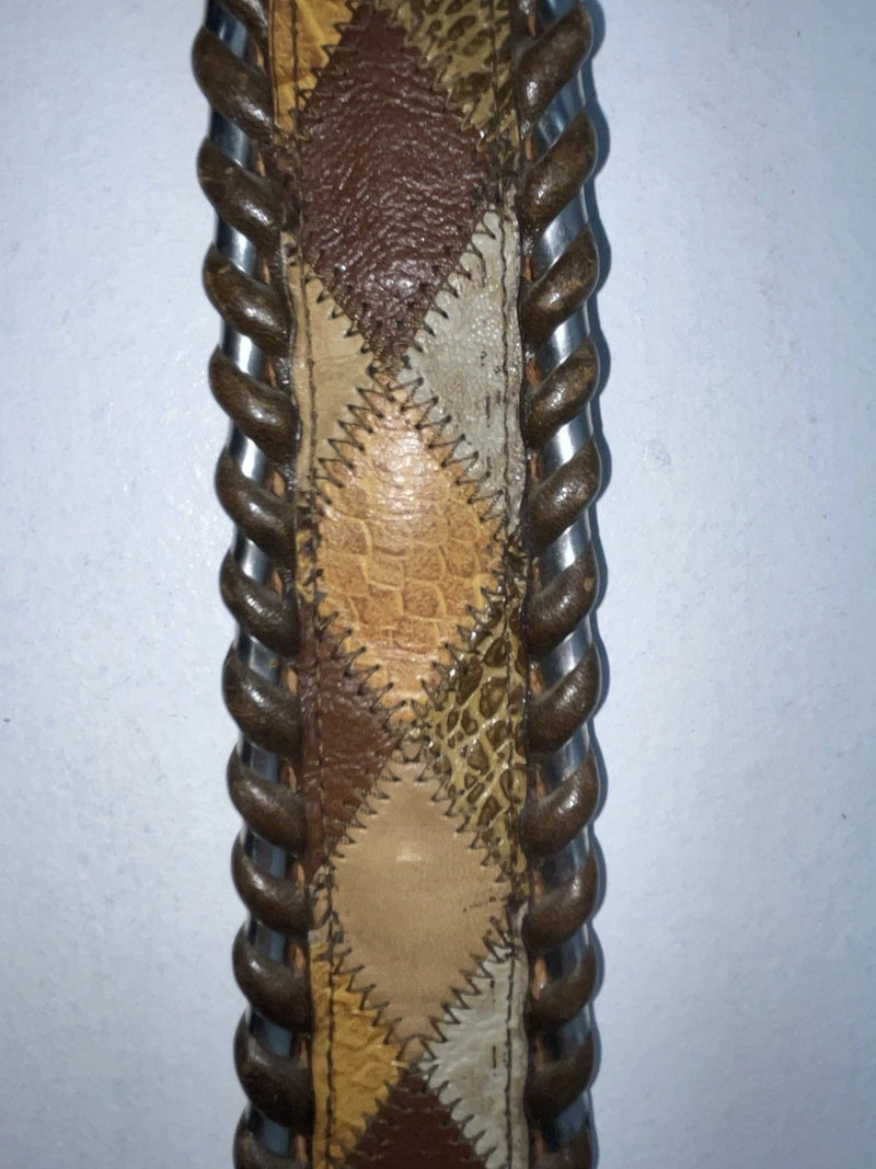 New Brown Genuine Leather Weaved And Stitched 32” Belt #8350 Z-41