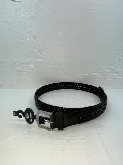 New Black Genuine Leather DBL Barrel Braided 40” Belt #N1311777 JJ-85