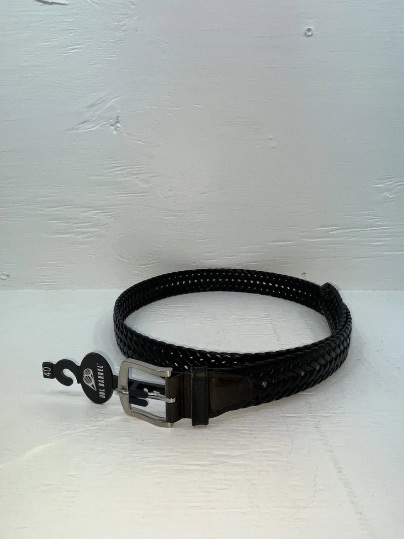 New Black Genuine Leather DBL Barrel Braided 40” Belt #N1311777 JJ-85