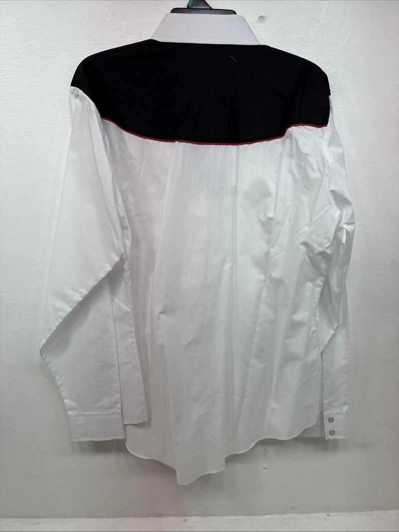 New Women’s Country Charmers White Flame Long Sleeve Pearl Snap XL II-63