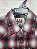 New Kids ELY Cattleman Red plaid Long Sleeve Pearl Snap Size 14 DD-41