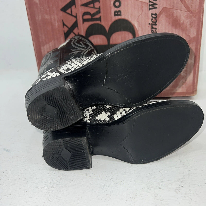 New Children’s Black And White Texas Brand Cowboy Boots. 11.5 11 1/2 D. 24-98