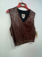 New Women’s Brown Snakeskin 1849 Authentic Ranchwear Cut Off Zip Up Vest S 3B-72