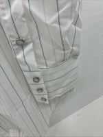 New Men’s H Bar C White Stripe Long Sleeve Pearl Snap Large T-83