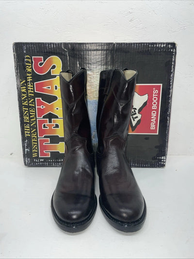 New Men’s Cherry Black Texas Brand Cowboy Boots. 6853 8 D. 1-124