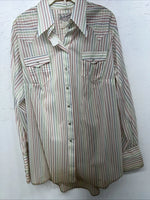 New Men’s Rainbow Striped Rockmount Ranchwear Pearl Snap Long Sleeve M I-39