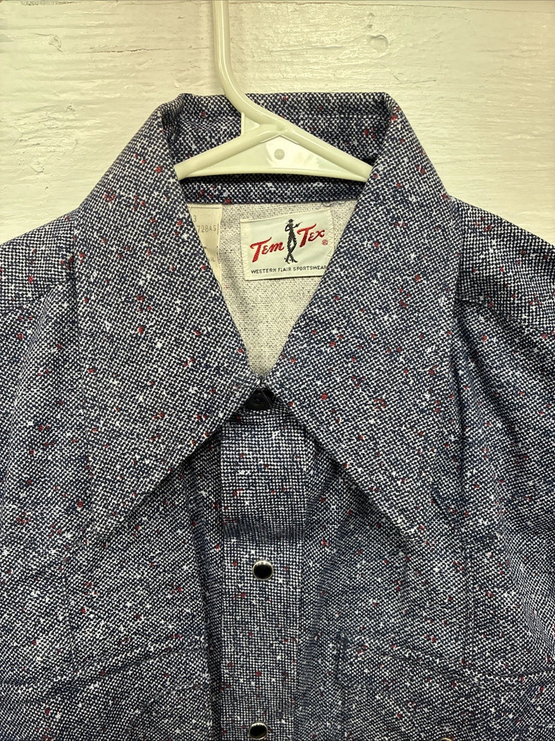 New Men’s Tem Tex Blue Jean Long Sleeve Pearl Snap 15 Medium AA-74