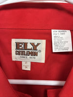 New Men’s ELY Cattleman Simple Red Long Sleeve Pearl Snap 17 X 34 XL T-3