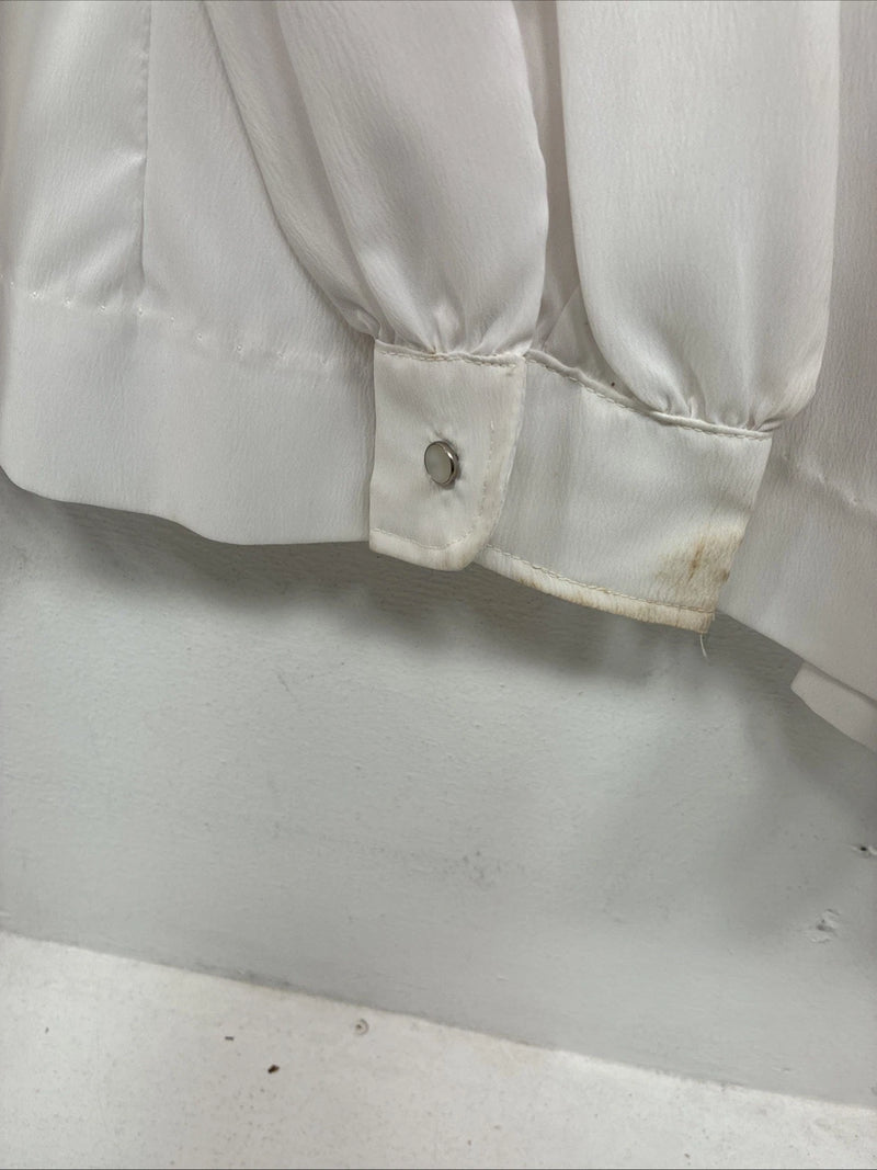 New Women’s Prior White Long Sleeve Pearl Snap English Shirt 38 KK-64