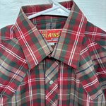 New Men’s ELY Plains Red Plaid Long Sleeve Pearl Snap 15 X 34 Medium AA-79 