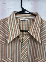 New Men’s Trail Ridge Multicolor Stripe Long Sleeve Pearl Snap 2XL O-22