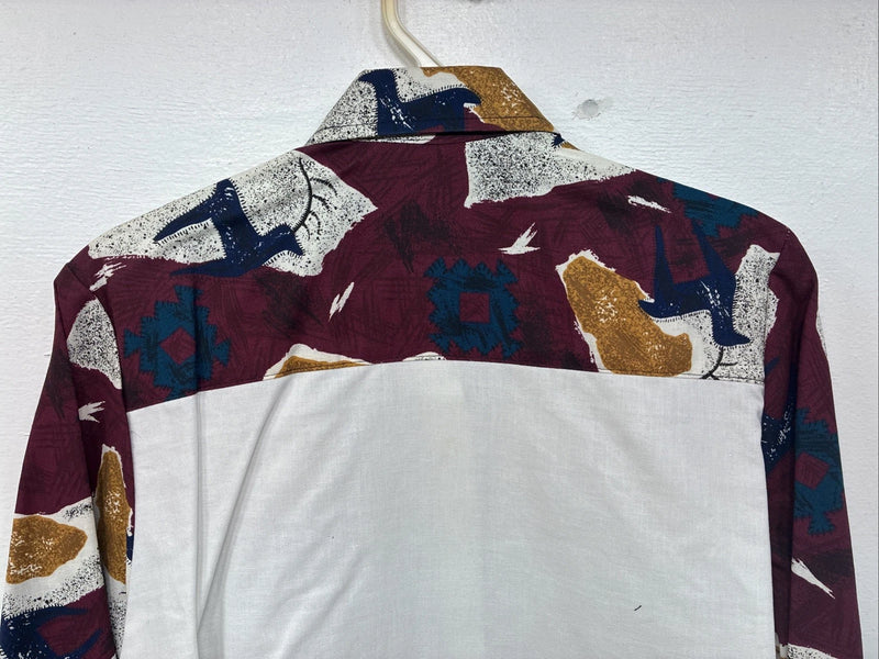New Women’s Cowboy Threads White Designed Long Sleeve Button Up Medium YY-98