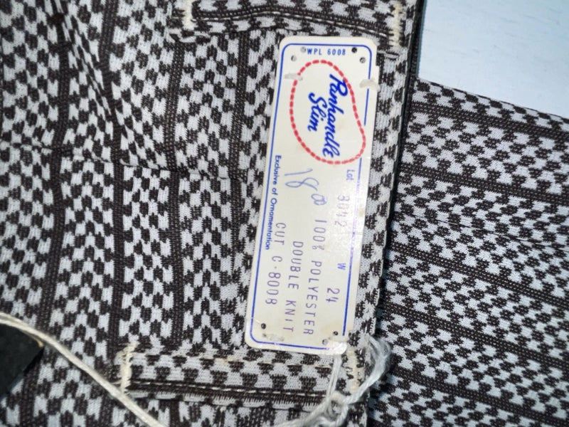 New Vintage Black And White Checkered Panhandle Slim Polyester Pants #8042 SS-71