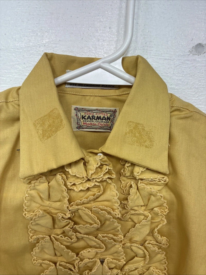 New Kids Karman Yellow Designed Long Sleeve Pearl Snap Size 6 YY-48
