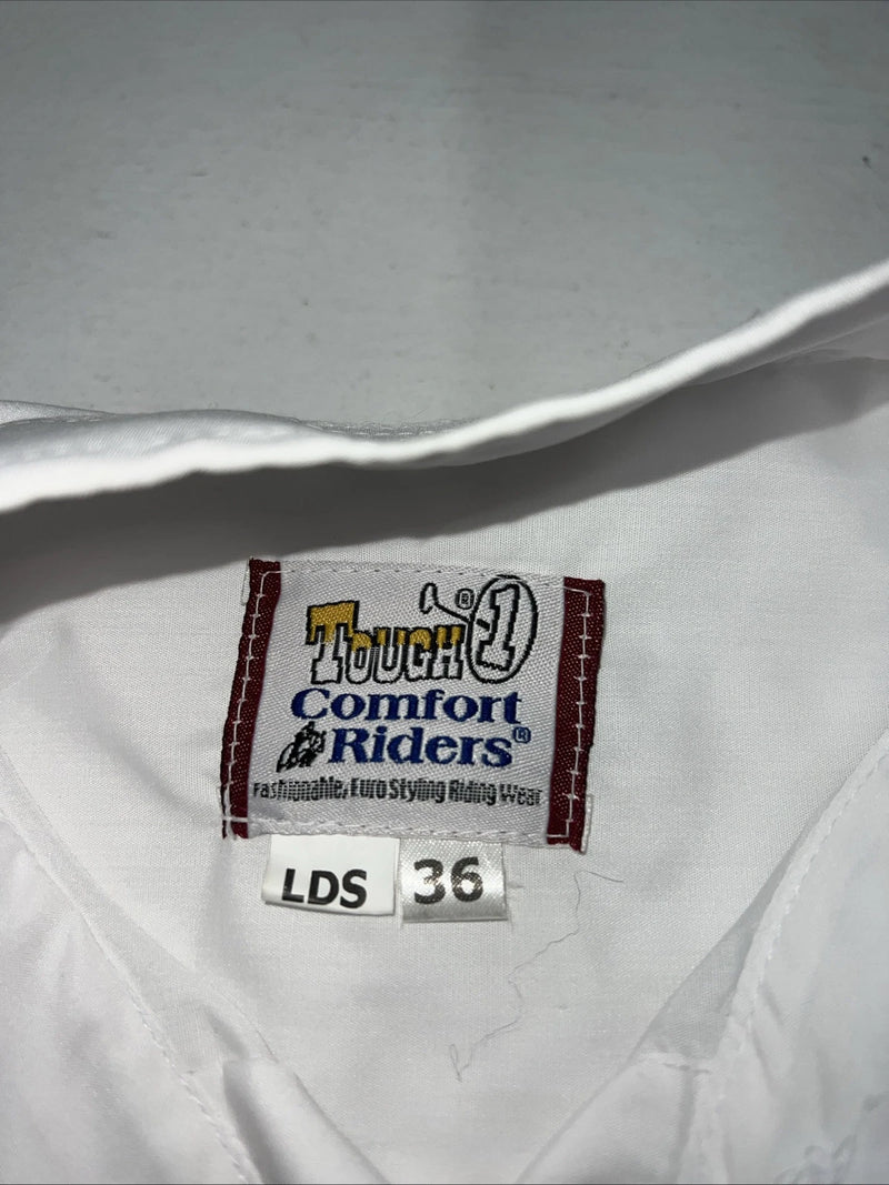 New Women’s White Tough 1 Comfort Riders Short Sleeve English Shirt. 36 G-36