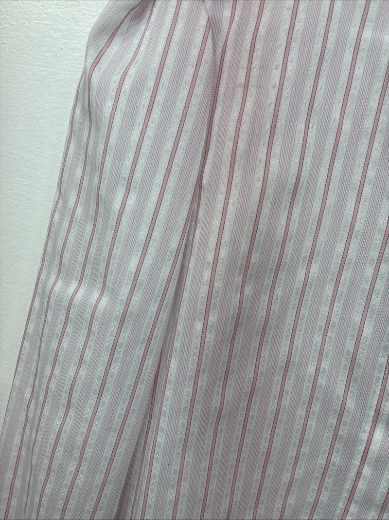 New Women’s H Bar C Pink Stripe Long Sleeve Button Up Size 36 LL-32