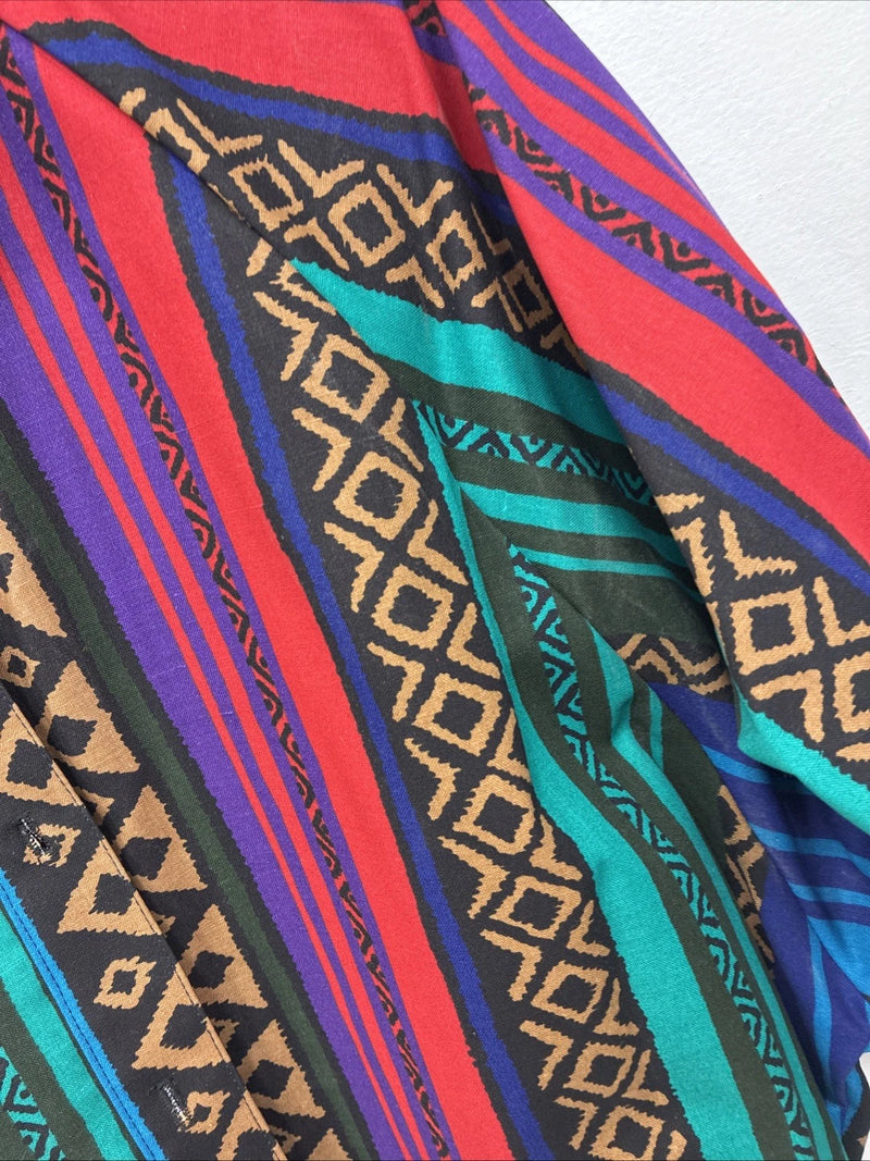 New Women’s H Bar C Multicolor Design Long Sleeve Button Up Size 38 TT-65