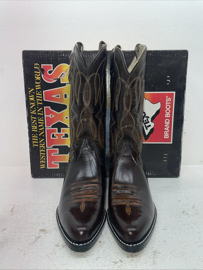 New Men’s Brown Texas Brand Cowboy Boots. 1011 10.5 10 1/2 D. 7-93