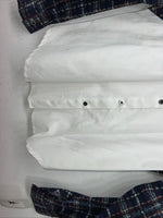 New Women’s Cowboy Threads White Navy Plaid Long Sleeve Button Up Shirt M 3B-75